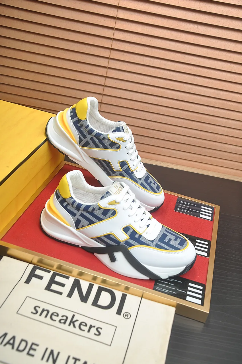 Men's shoes 💰600💶 [Fendi] The latest casual sports shoes 🔥 Many 💑 stars have the same style FD match. The original version is a one-to-one replica. Designer Kim Jones's first fendi match and Donkey brand Trainer basketball sneakers. Material: Original silk mesh. Lining: Breathable mesh. Packaging: Original 1:1 matching high-end packaging. Size: 38-45 (45 is custom-made and cannot be returned or exchanged)